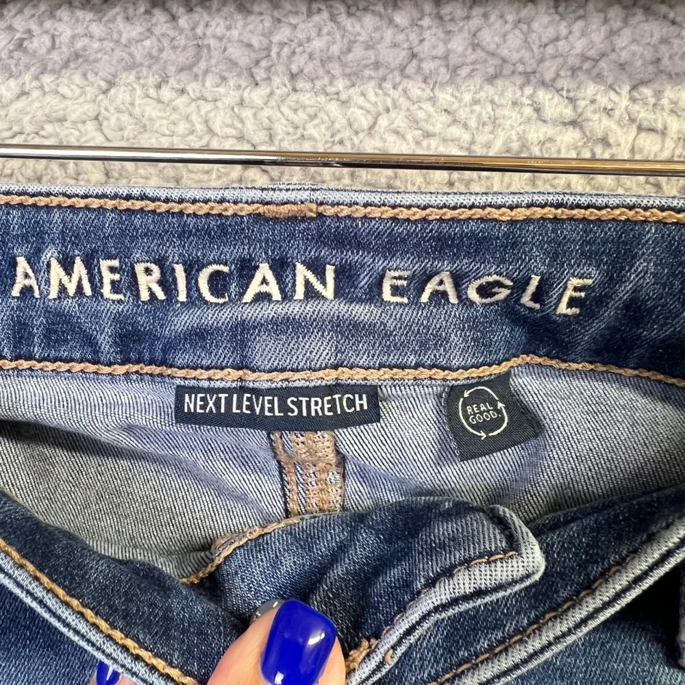 American Eagle Jeans Women 16R Blue Denim Next Level Stretch High Rise Jegging